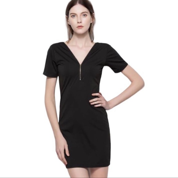 Women's Zip Long T-Shirt Black - Picture 1 of 5